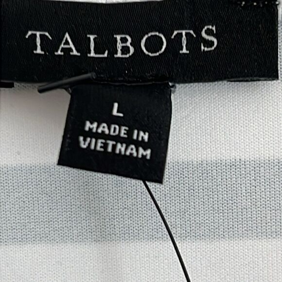 Talbots Women's Black and White Striped Top Nylon Spandex - Picture 3 of 7